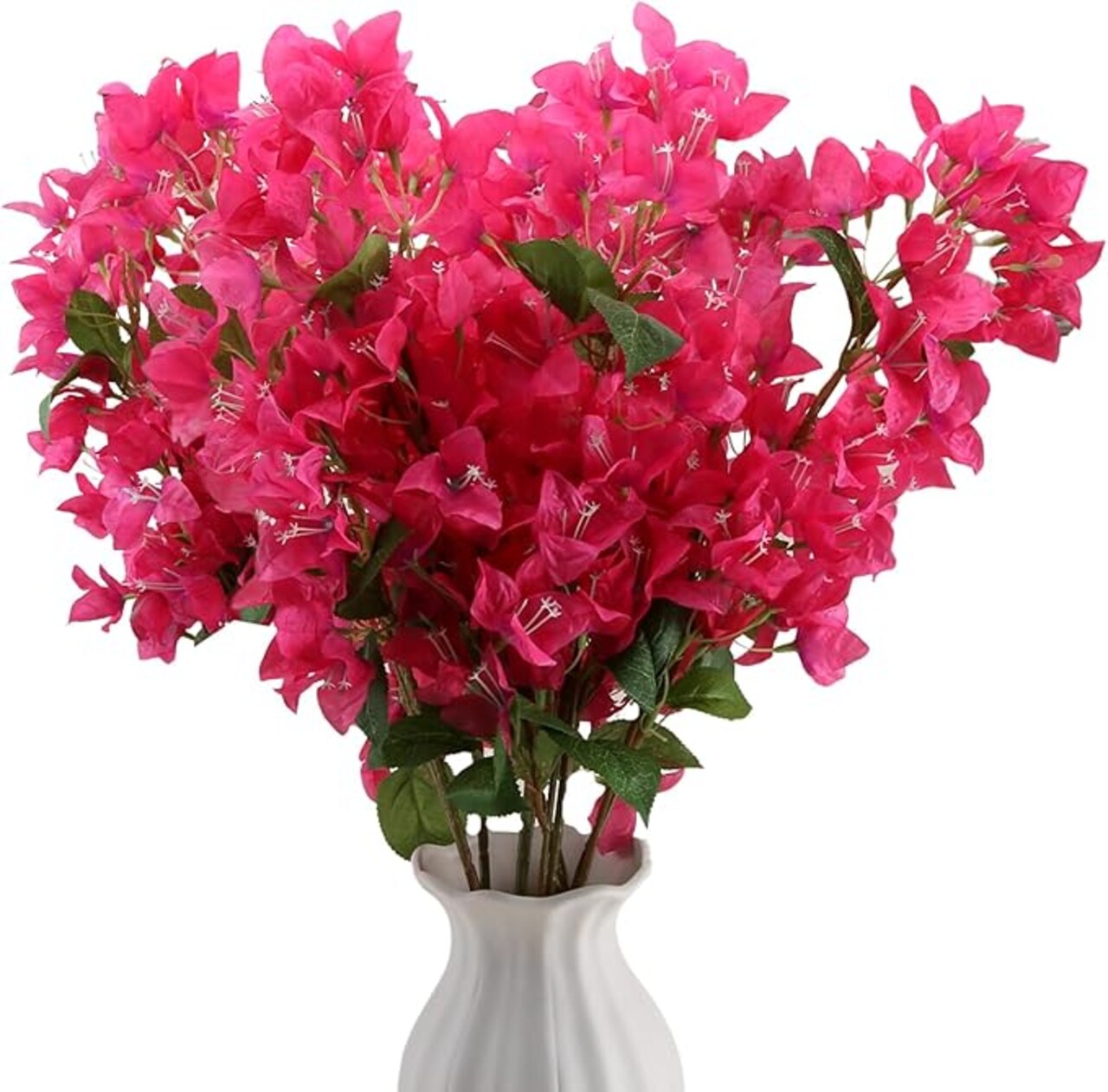 30 Inch Silk Bougainvillea Artificial Flowers, UV Resistant, 8 Pcs Faux Flower Stems with 24 Branches, Fake Bougainvillea Vines for Wedding, Porch, Garden, Home & Party Decor (Rose Red)